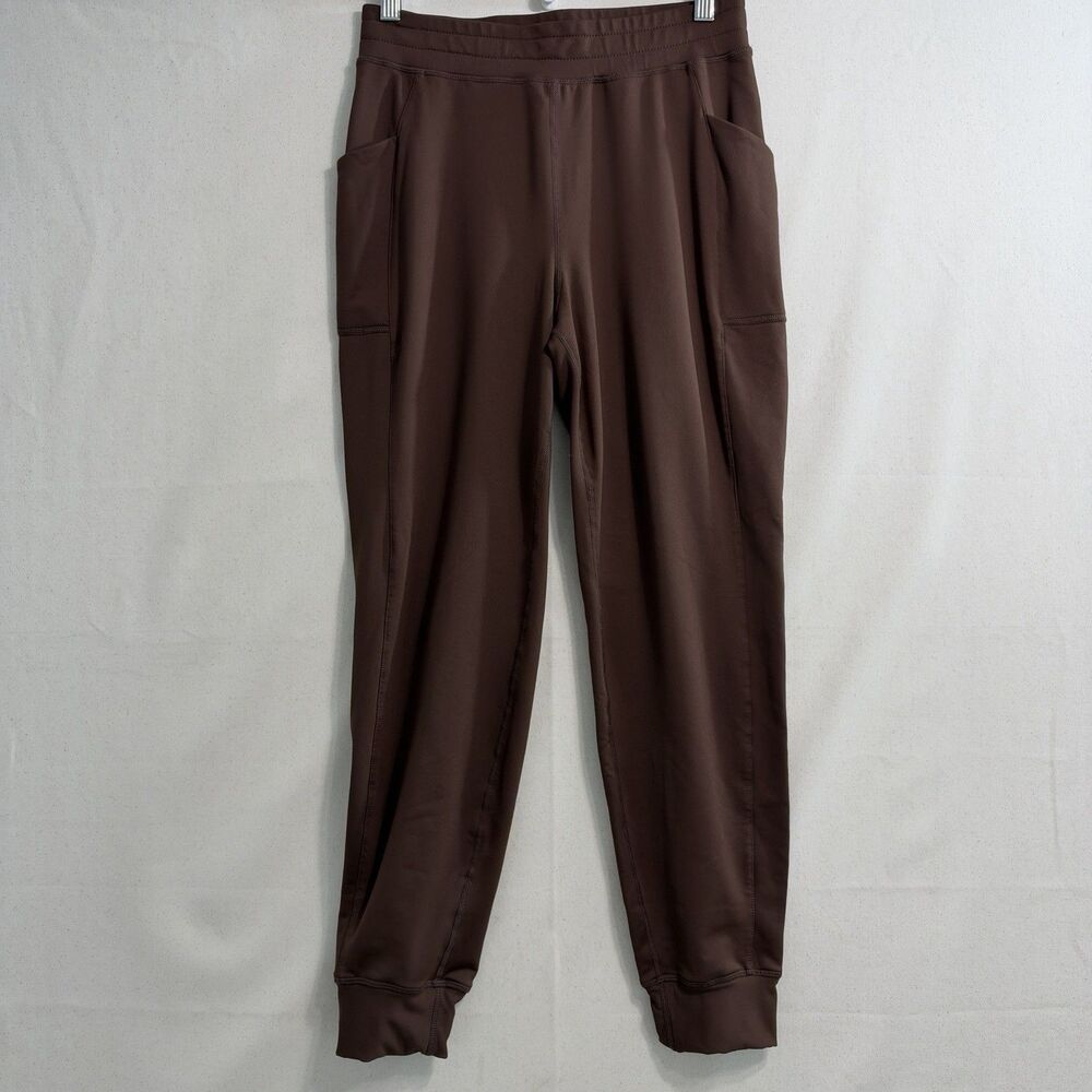 Athletic Jogger Pants Womens Small Brown Tapered Ankle Pocket Casual Stretch